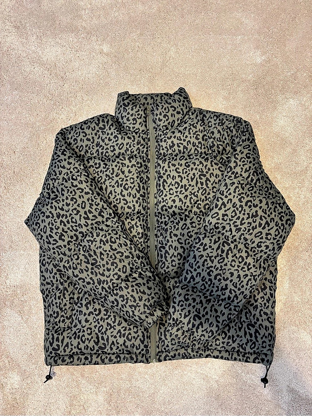 PacSun Army Green Leopard Print Puffer Jacket